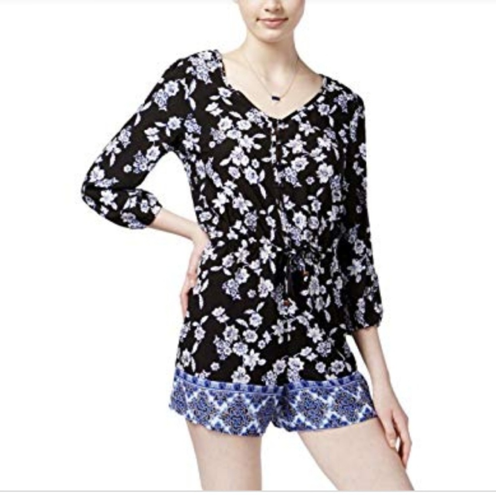 Black floral romper